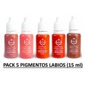 Pack 5 Pigmentos colores labios (15 mL) 